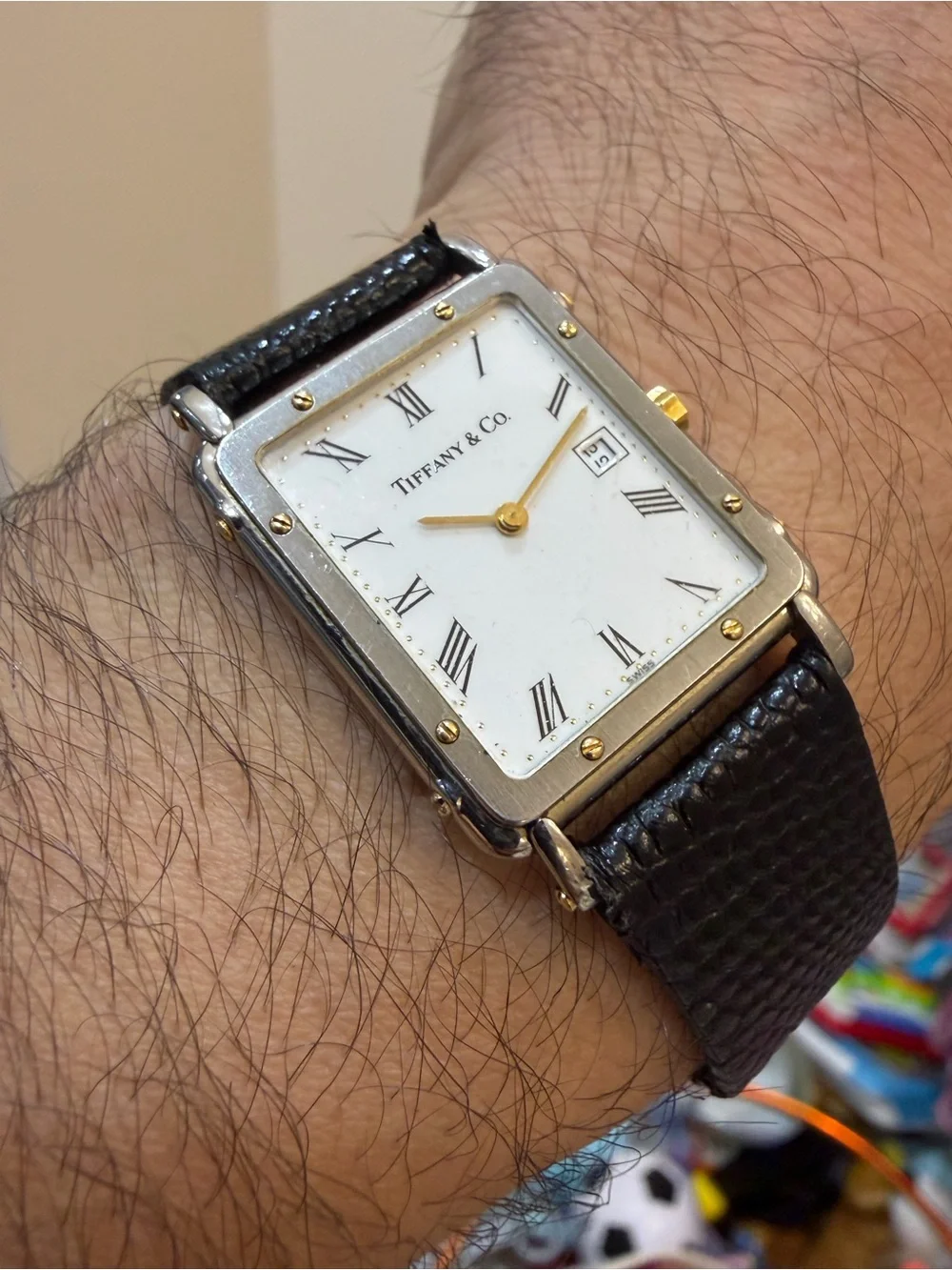 Vintage Alexis Barthelay for Tiffany & Co. 18K Gold & Steel Tank Watch